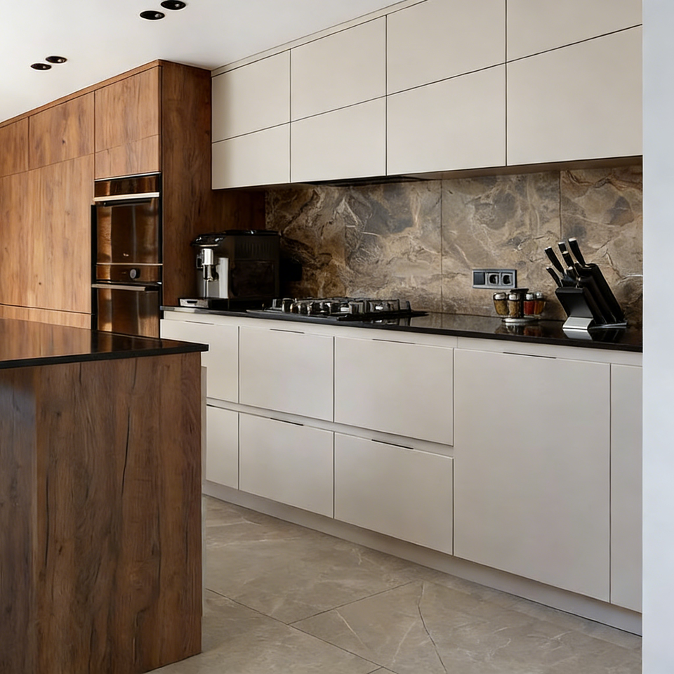 Scandinavia Style Modular Kitchen Cabinets Eco-Friendly & Moisture ...