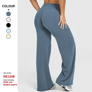 Custom Logo High Waist Quick Drying Hip Lifting Yoga Pants Tight Wide Leg Flared Pants Women Gym Sports Fitness Leggings - Product Image 1