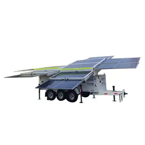 Mobile Off Grid high capacity solar generator Trailer Mounted Outdoor station for external devices power supply with 16 panels