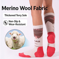 Chaussettes de randonnée pour femmes personnalisées de haute qualité avec logo, chaussettes en laine mérinos épaisses en tissu éponge mi-mollet