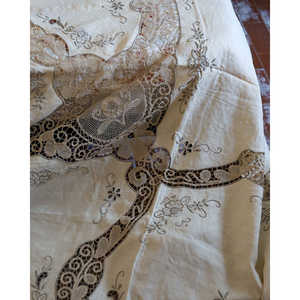 Cubrecama de Lino Color Marfil Robcultura, con Secciones de Encaje de Bobina Grande, para Cama Queen, King, Doble, Individual, Cubrecama de Algodón y Poliéster Estampado para el Hogar - Product Image 2