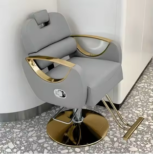 Sillón de Peluquería Moderno, Equipo de Mobiliario para Salón, Sillón de Peluquería Gris Reclinable para Mujer - Product Image 1