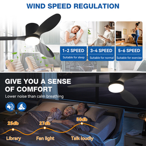 Quạt trần trang trí phòng ngủ thông minh 52 inch chất lượng cao, sử dụng điện DC 110V/220V, tích hợp đèn - Product Image 4