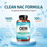 Complément Alimentaire Végétalien N-Acétyl-L-Cystéine 1600mg 100 Capsules Végétales
