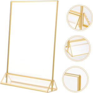 Ngang Rõ Ràng Vàng Acrylic Thân Thiện Với Môi Hiện Đại Đôi Hai Mặt Dấu Hiệu Chủ Bảng <span class=keywords><strong>Menu</strong></span> Hình Ảnh Khung Vàng Biên Giới Cho Đám Cưới - Product Image 3