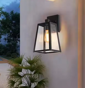 Zeal Lighting Lámpara de pared exterior decoración aluminio negro y vidrio E26 lámpara de pared impermeable - Product Image 1