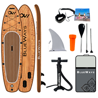 Planche de paddle gonflable en grain de bois, vente en gros d'usine, SUP polyvalent avec accessoires complets et certifié CE