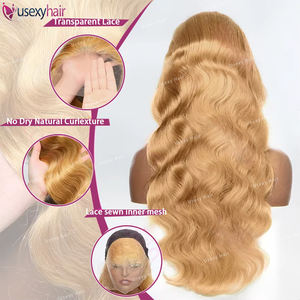 Perruques Lace Front HD Transparentes en Cheveux Humains Vierges Indiens <span class=keywords><strong>Blond</strong></span> Miel Ondulés de 30-32 Pouces, Longues, avec Nœuds Blanchis - Product Image 4