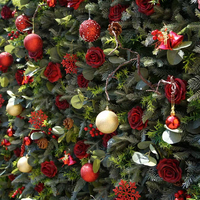 Bloemenwand achtergrondrol Rosy Flower FW128, kunstbloemen, 8ft x 8ft, voor kerstdecoratie