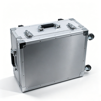 Valise de transport en aluminium avec roulettes et poignée télescopique, mallette à outils roulante en aluminium avec mousse alvéolée et mousse découpable