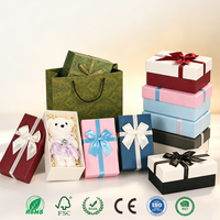 Boîte cadeau en papier spécial personnalisée avec ruban et nœud, boîte cadeau en carton pour anniversaire, mariage, boîte en papier rigide de luxe avec couvercle et base, boîte en papier recyclé