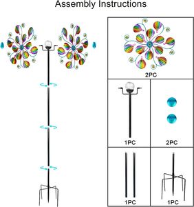 Zonne-<span class=keywords><strong>Wind</strong></span> Spinner, 58.2 Inch Outdoor Hoge Vlag Omh Windmage Motor Opknoping Roterende Metalen Staak Yard <span class=keywords><strong>Wind</strong></span> Spinner Mandala - Product Image 6