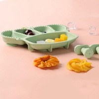 Vaisselle Crown Design Assiette divisée en silicone pour bébé Cuillère Fourchette Ensemble Assiettes d'aspiration en silicone de qualité alimentaire