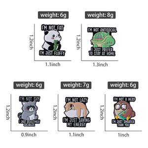 Tôi không nhút nhát tôi chỉ là chọn lọc xã hội men pin dễ thương động vật Trâm ve áo huy hiệu đồ trang sức quà tặng cho bạn bè người hâm mộ - Product Image 6