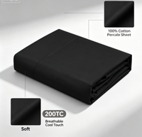 Drap en percale de coton respirant 200TC pour chambre d'hôtel
