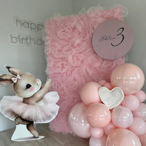 KL-TW005 Rollo de tela al por mayor, telón de fondo de tul con volantes de 8 pies x 8 pies, pared de tul 3D con luces para decoración de bodas, fiestas y eventos - Product Image 1