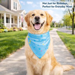 <span class=keywords><strong>Bandana</strong></span> per cani THLOH per compleanno, con bottoni a pressione, blu, a doppio strato, reversibile, in raso setoso, con stampa di lettere, taglia Media/Grande, per compleanno - Product Image 6