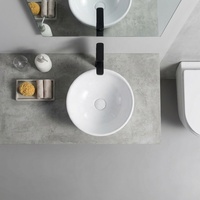 Lavabo rond de haute qualité résistant aux rayures, lavabo moderne en céramique pour salle de bain, lavabo à poser sur comptoir