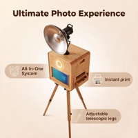 Mesin Photo Booth Kayu Retro Layar Sentuh 15,6 Inci dengan Printer Internal dan Mini PC untuk Sewa Acara Pesta Pernikahan