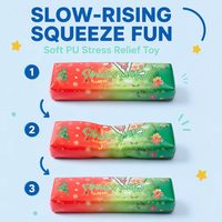 Jouet Squishy Barre de Beurre de Noël en PU à Remontée Lente, Anti-stress, à Presser, Sensoriel, Doux, pour Adultes, Vente en Gros, 3 Tailles