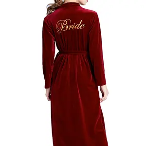 Robe de demoiselle d'honneur en velours avec ou sans broderie au dos pour Mariage, vente en gros