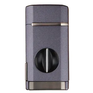 Windproof Jet Flame Cigarette Lighters Refillable Butane Gas Torch Lighter With Cigar Cutter