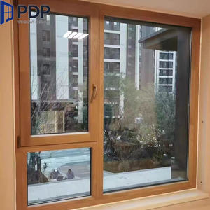 Fenêtres en bois insonorisées attrayantes avec couvercles en aluminium en verre trempé pour appartement villa cuisine entrée sous-sol hôtel - Product Image 2