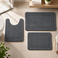 Ensemble de 3 tapis de bain en mousse à mémoire de forme, carrés, matelassés, antidérapants en PVC, en polaire corail, lavables en machine, pour salle de bain, toilettes, tapis en forme de U, chambre à coucher
