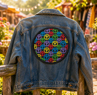 Parche Bordado Personalizado con Certificación OEKO-TEX, 12000 Puntadas, Insignia de Símbolo de Paz de Alta Densidad Termoadhesiva para Ropa
