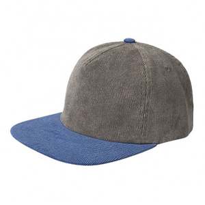 Casquettes Snapback en velours côtelé à deux tons, à visière plate, pour le sport en plein air, OEM ODM, personnalisables - Product Image 6