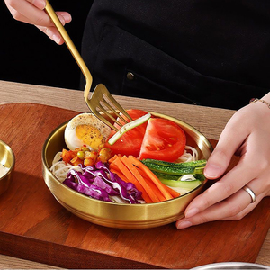 Bandeja para Kimchi de Acero Inoxidable 304, Accesorios Coreanos para Bulgogi, <span class=keywords><strong>Plato</strong></span> para Salsas de Doble Pared, Vajilla Pulida para Restaurante - Product Image 5