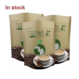 low price custom golden supplier aluminium biodegradable tea kraft paper bag stand up pouches packaging for food