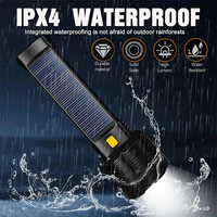 Linterna de Largo Alcance de Alta Luminosidad, Alimentada por Energía Solar, COB, Luz Lateral de Doble Color, Carga Rápida Tipo C, Linterna Portátil de Emergencia para Camping