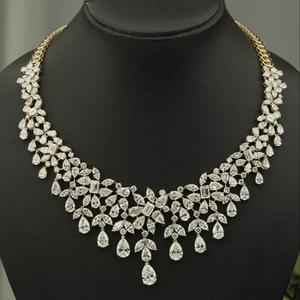 Collar de Diamantes Cultivados en Laboratorio de Lujo para Mujer, Chapado en Oro, Certificado IGI, Corte Marquesa, 14/18Kt, Diseño Moderno - Product Image 1