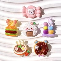 Cabochon en résine à dos plat motif lapin mignon et gâteau, pour scrapbooking DIY, nœuds pour cheveux, autocollants pour tasses et décoration de coques de téléphone