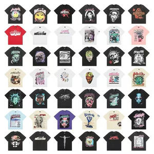 Vendita diretta in fabbrica serie Trendy Hell e Star stampate in puro cotone da uomo magliette estive Casual a maniche corte da donna - Product Image 5