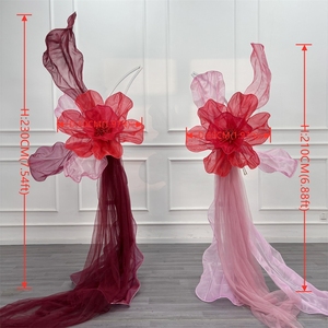 Hot Selling Eco-Friendly Organza Silk <b>Artificial</b> Giant Yarn Flower Plants Decoration Faux Corn <b>poppy</b> for Wedding Party Event - Product Image 2