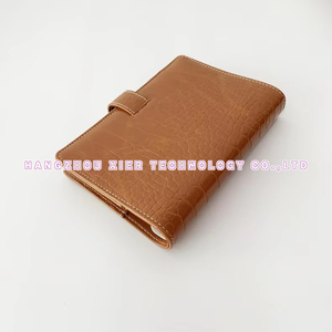 Tùy chỉnh màu Nâu cá sấu Patterned da Loose Leaf máy tính xách tay, Faux Da PU kế hoạch với vàng kim loại chất kết dính - Product Image 6