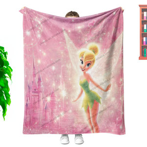 Recién llegado, diseño personalizado de dibujos animados, <span class=keywords><strong>Campanilla</strong></span>, manta de piel de Sherpa suave para decoración del hogar, sofá - Product Image 3