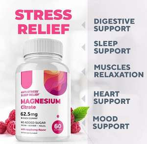 Gommes végétaliennes au magnésium sans sucre Supplément de santé au magnésium calmant <span class=keywords><strong>anti</strong></span>-<span class=keywords><strong>stress</strong></span> pour la relaxation et le sommeil - Product Image 2