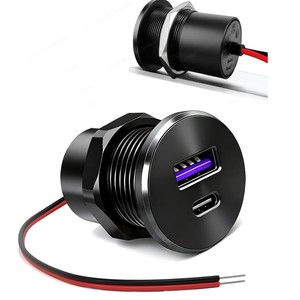 <span class=keywords><strong>Prise</strong></span> <span class=keywords><strong>USB</strong></span> 12V PD Type-C et <span class=keywords><strong>USB</strong></span>-C, chargeur <span class=keywords><strong>double</strong></span> port <span class=keywords><strong>encastrable</strong></span> pour <span class=keywords><strong>voiture</strong></span>, remplacement pour camping-car, caravane, remorque - Product Image 1