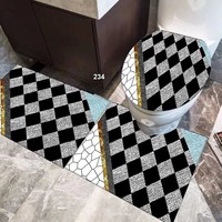 Vente en gros de 3 pièces ensemble de tapis de bain en velours cristal doux de haute qualité imprimé personnalisé fleurs vague anti-dérapant tapis de toilette polyester
