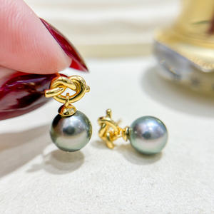 Accesorios de Plata S925 para DIY con Perlas, Joyería de Plata de Moda, Aretes con Cuentas Redondas de 8-12 mm, Bandeja Vacía para Aretes 22222 - Product Image 2