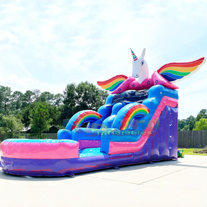 Tobogán inflable comercial de unicornio para niños, castillo inflable para el patio trasero, tobogán acuático inflable de unicornio - Product Image 2