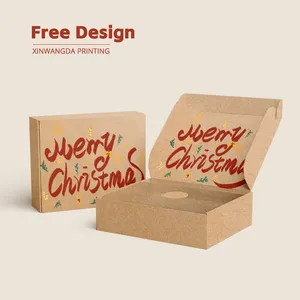 Manufactory Mailer Personalizado Kraft Box Design Logotipo Impresso para Dia De Natal Ano Novo Estilo Caixa De Presente