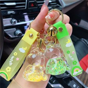 Creative Oil Nightlight Bubble Bead Unicorn Quicksand Bottle Keychain Cartoon Floating Liquid <b>Key</b> <b>Chain</b> - Product Image 2
