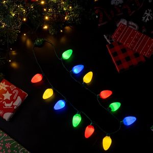 Neon-Glo LED Light up Multicolor Jumbo Bulbs Christmas Plastic Necklace Flashing Battery Operated - Product Image 5