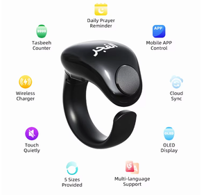 Weslamic Itasbih Muslim <strong>Digital</strong> Tasbih Counter Prayer Reminder Iqibla Zikr Ring for Smart Rings With Azan Alarm <strong>Clock</strong> - Product Image 2