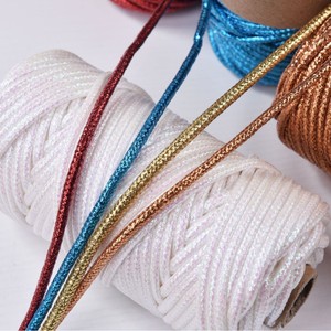 <span class=keywords><strong>Cordon</strong></span> en macramé tressé métallique 5 mm or et argent, corde souple couleur <span class=keywords><strong>champagne</strong></span> pour la fabrication de bijoux, le crochet et le tricot - Product Image 3