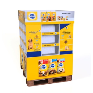 รถโรงเรียนโชว์อาหารสัตว์เลี้ยงรูปทรงรถบัส พับได้ เป็นมิตรกับสิ่งแวดล้อม ทำจากกระดาษแข็งรีไซเคิล ปรับแต่งได้ พร้อมพาเลทสำหรับวางสินค้า - Product Image 3